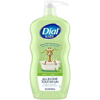 Dial Kids All in One, Hair, Body + Bubble Bath, Melon, 709ml, 1 count, 709 mL