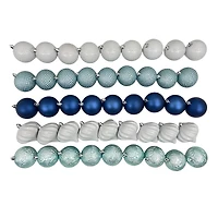 Décorations incassables Holiday Time (45 unités, bleu/bleu sarcelle/blanc)