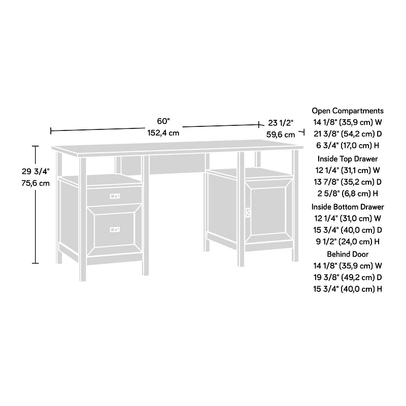Sauder Cottage Road Desk, White, 430056