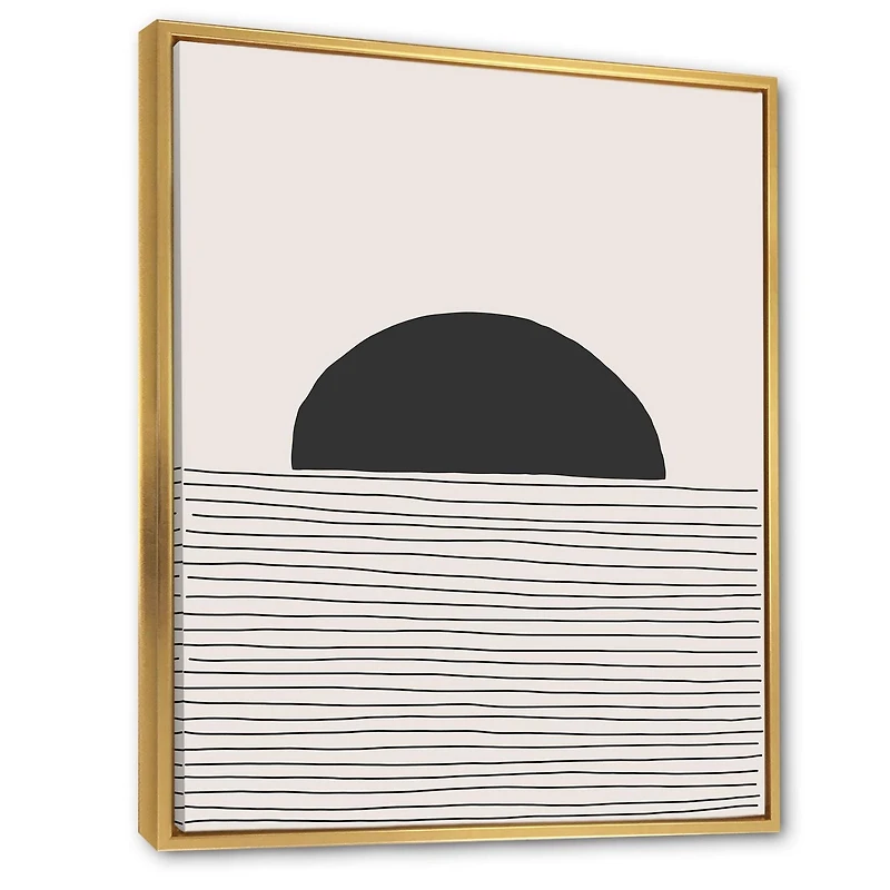 Designart Minimal Geometric Lines And Circle V FLOAT FRAME WALL ART