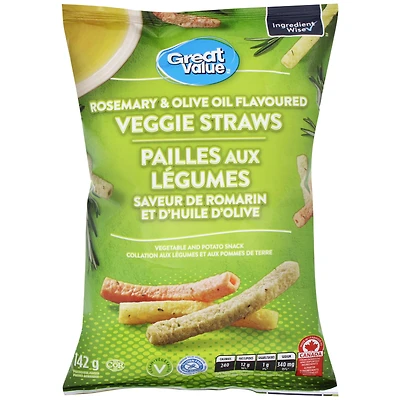 Great Value Rosemary & Olive Oil Flavoured Veggie Straws, 142 g