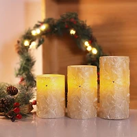 Hometrends Ensemble de bougies DEL avec flocons de neige champagne doré avec télécommande