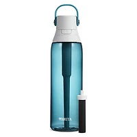 Système de filtration d’eau en bouteille Brita avec paille, anneau de transport pratique et capuchon antifuites, bouteille sans BPA parfaite pour les sports, les voyages ou la randonnée, capacité de 7 de couleur verre de mer
