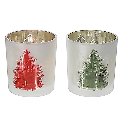 Photophores En Verre Arbre - Lot De 2