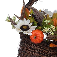 BASKET WREATH, CREAM SUNFLOWER BASKET WREATH