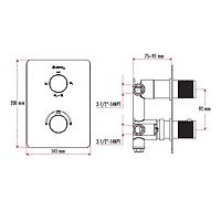 The akuaplus® - square and round thermostatic faucet valve with 3-way diverter (2 ways + combo) come with the trim and handle in solid brass