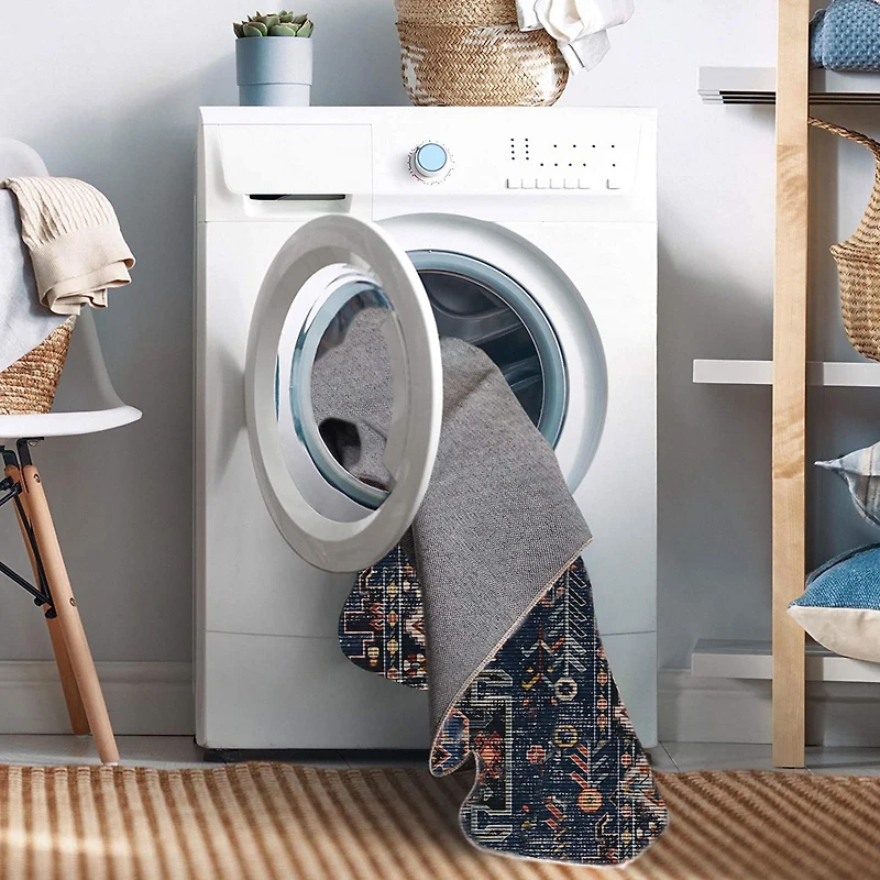 Tapis d'appoint lavable Larson 3 pi x 5 pi sarcelle et ivoire