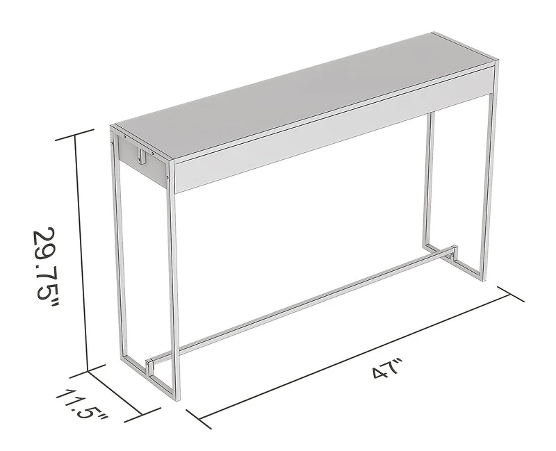 Safdie & Co. Console Table 47L Dark Cement Black Metal