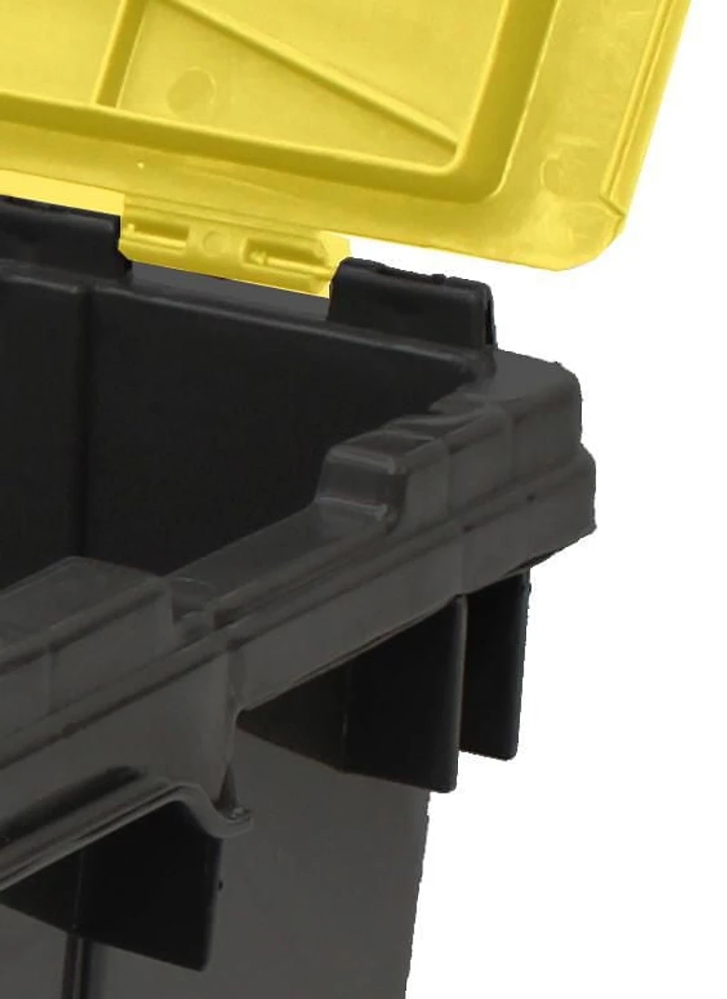 Bac à couvercle rabattable RAMTUFF Noir et jaune 45L Bac - GSC avec couvercle à rabats 45L/12gal