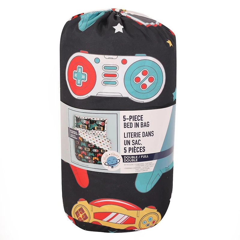 Ensemble de literie 5 pièces pour lit double, gamer