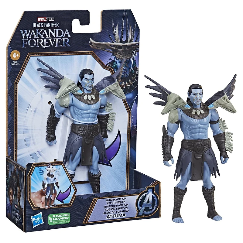 Marvel Studios' Black Panther: Wakanda Forever, figurine articulée Attuma Effet requin de 15 cm, jouet pour enfants, à partir de 4 ans