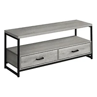 Monarch Specialties Tv Stand, 48 Inch, Console, Media Entertainment Center, Storage Drawers, Living Room, Bedroom, Laminate, Metal, Grey, Black, Contemporary, Modern