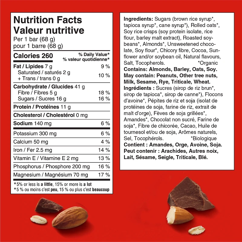 CLIF BAR Energy Bars, Chocolate Almond Fudge, Granola Bar, High in Protein, Contains 70% Organic Ingredients, (Pack of 10), 680 g