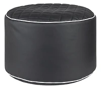 Gouchee Home Dotcom Modo Tap Pouf en simili cuir noir – Pouf rond en polystyrène, accessoire durable et léger pour salon, chambre à coucher ou bureau, fabriqué au Canada