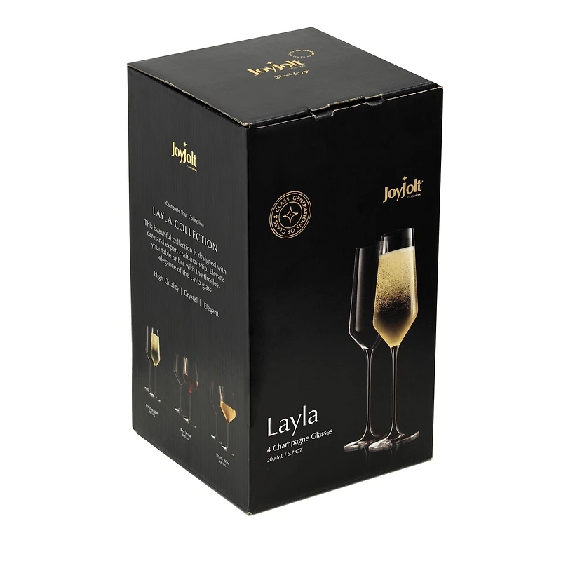 Verres à Champagne en Cristal Layla - 6,7 oz - Ensemble de 4