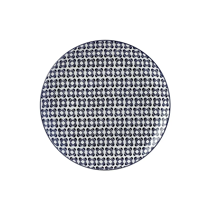 Plat principal Chiara Set de 4 assiettes à salade rondes en grès bleu