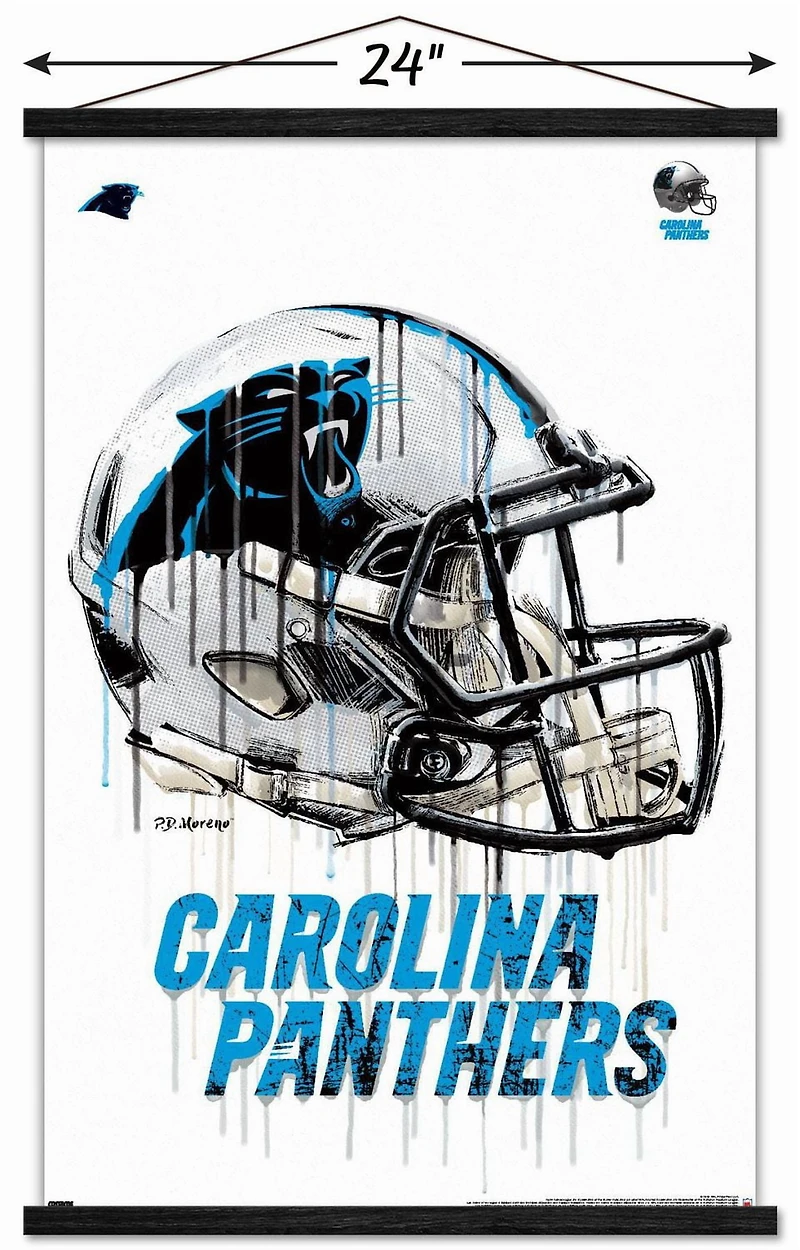 NFL Carolina Panthers - Drip Helmet 20 Wall Poster, 22.375" x 34" Framed