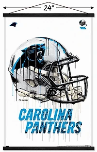 NFL Carolina Panthers - Drip Helmet 20 Wall Poster, 22.375" x 34" Framed