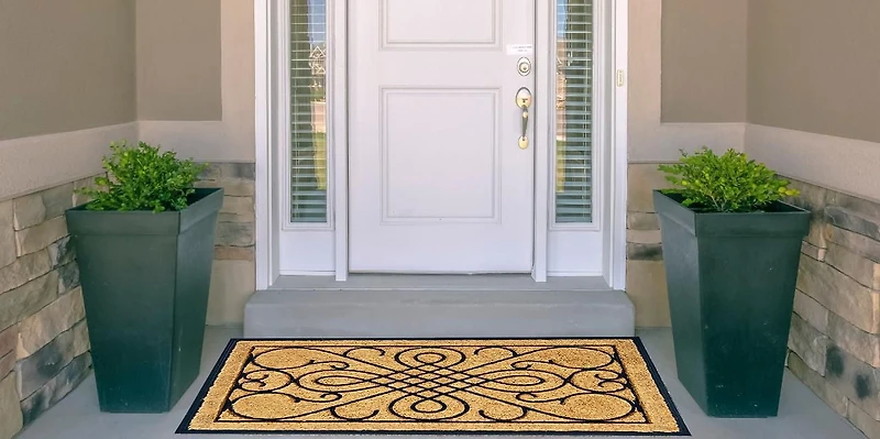 Extra Large Non-Slip Rubber Coir Door Mat – 24 Inch x 36 Inch, Rubber Ideal for Outdoor and Indoor Use