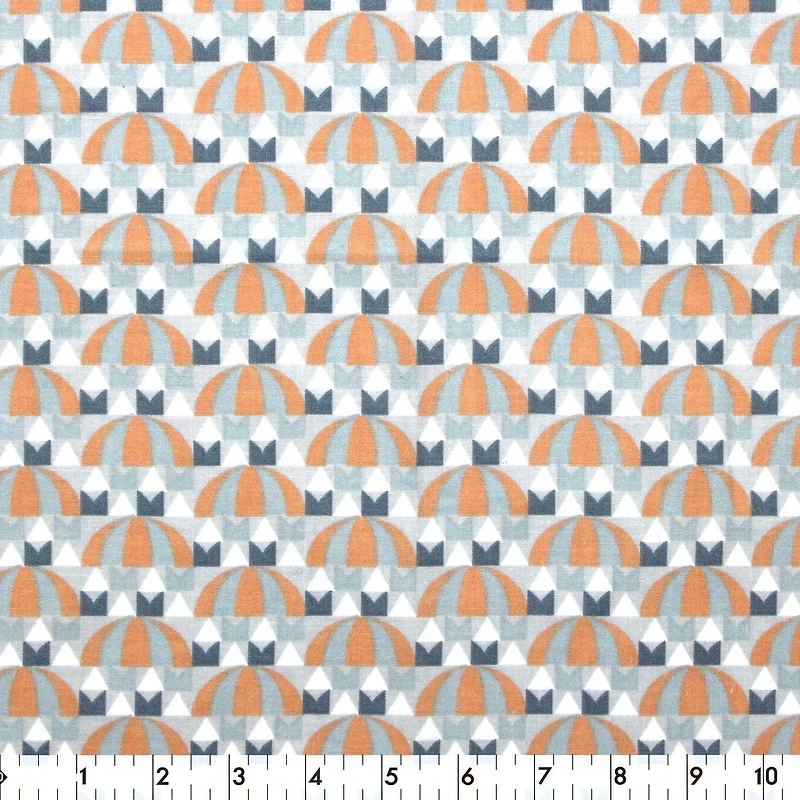 Fabric Creations Grey with Orange, Blue and White Hot Air Balloons Fat Quarter Pre-Cut Fabric - 18" x 21" / 45cm x 53cm