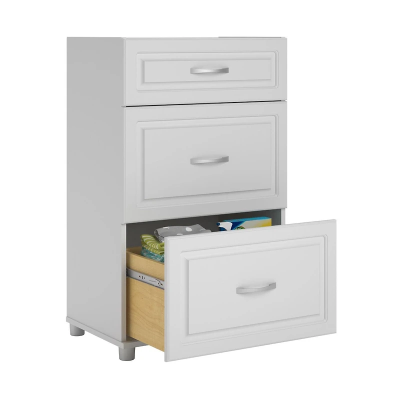 Kendall 24" 3 Drawer Base Cabinet, White