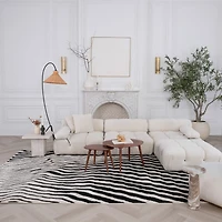 Tapis d'interieur a imprime zebre Rug Branch Domus, creme noir, moderne - Salon, chambre, salle a manger et cuisine