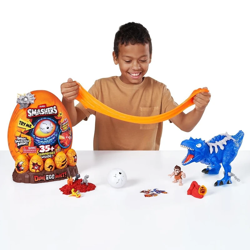 Smashers Dino Egg Hunt by ZURU, Light-Up Fire Breathing Dinosaur Themed Treasure Hunt Toy, Collectable Toy for Boys and Kids, Surprise Unboxing Skull