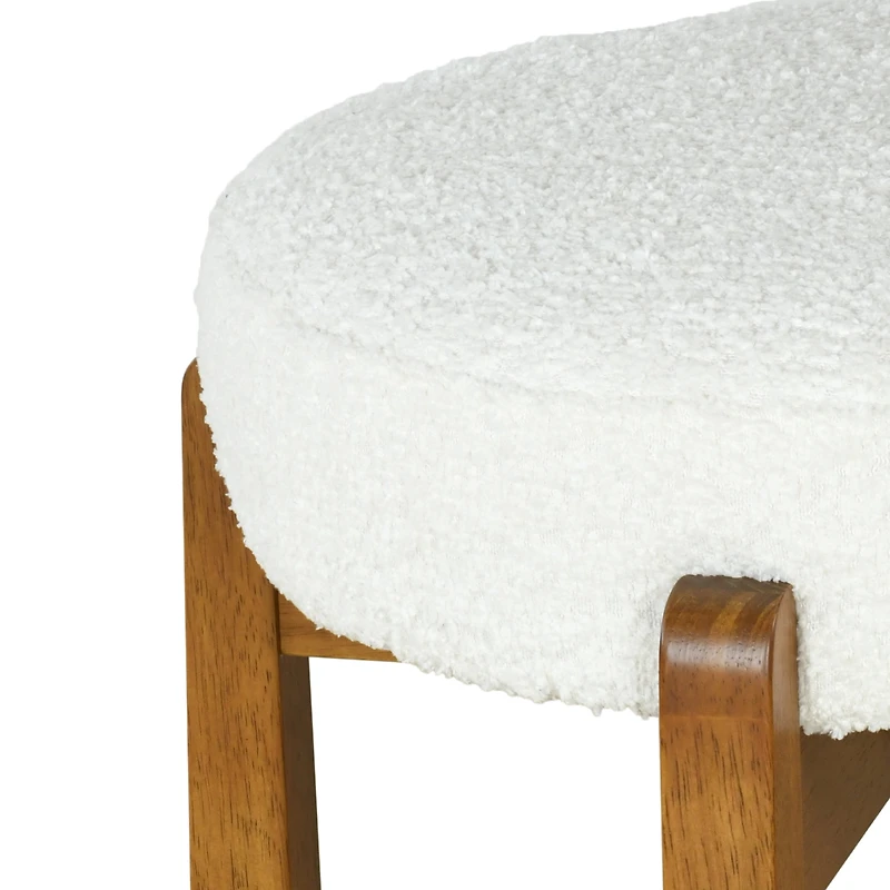 Ensemble de 2 tabourets de bar ronds Elise de Noble House, coussin rembourré ivoire, noyer et blanc