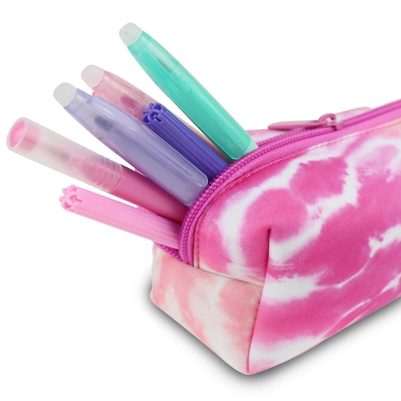 Pen + Gear Tie Dye Print EVA Pencil Pouch in Pink and White