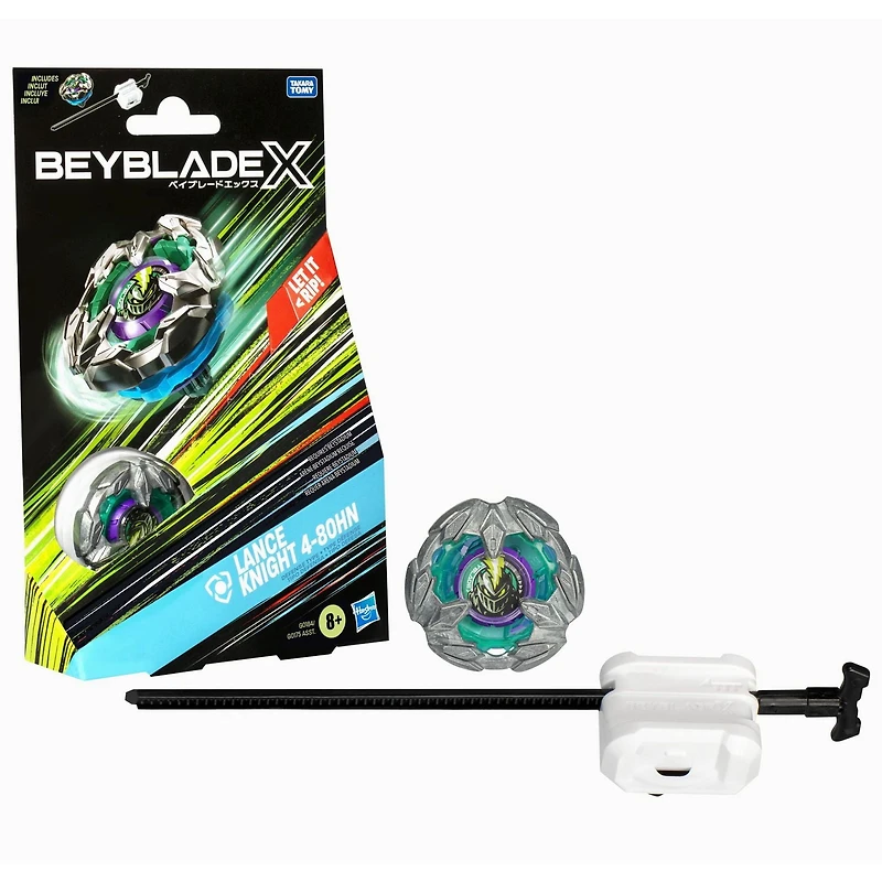 Beyblade X, Starter Pack avec toupie de compétition Lance Knight 4-80HN et lanceur