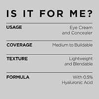 L'Oréal Paris True Match Eye Cream Concealer, Formulated with 0.5%  Hyaluronic Acid, Eye Cream In A Concealer