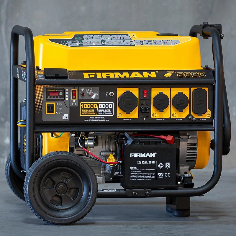 FIRMAN P08004 Gas Portable Generator 10000/8000W Remote Start 120/240V Wheel Kit