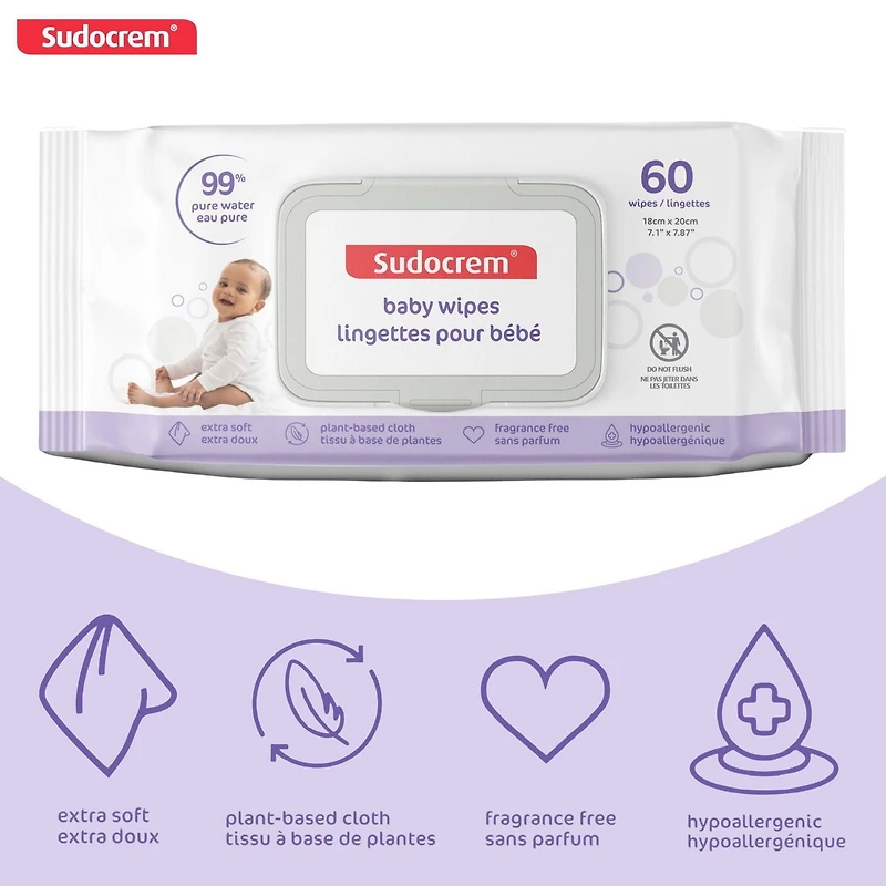 Sudocrem® Pure Water Wipes - 480ct, 99% pure water formula
