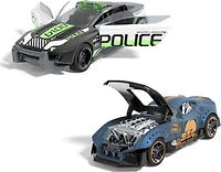 Hot Wheels Pull-Back Speeders 2 Toy Cars in 1:43 Scale, Pull Cars Backward & Release to Race - Styles May Vary
