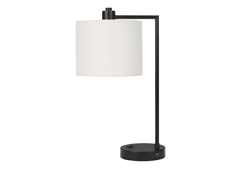 Monarch Specialties  Luminaire, 19"h, Lampe De Table, Port Usb Inclus, Béton Noir, Teinte Ivoire / Crème, Moderne