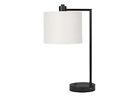 Monarch Specialties  Luminaire, 19"h, Lampe De Table, Port Usb Inclus, Béton Noir, Teinte Ivoire / Crème, Moderne