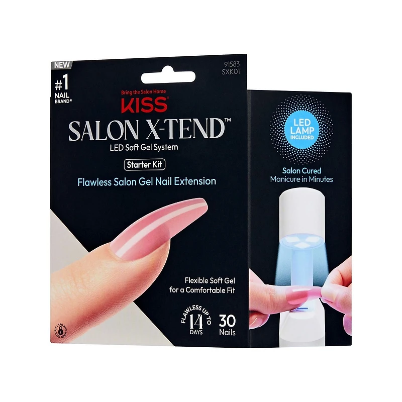 KISS Salon X-Tend LED Système de gel doux, Tone, Moyen Ballerine, 30u. Seamless Underlash