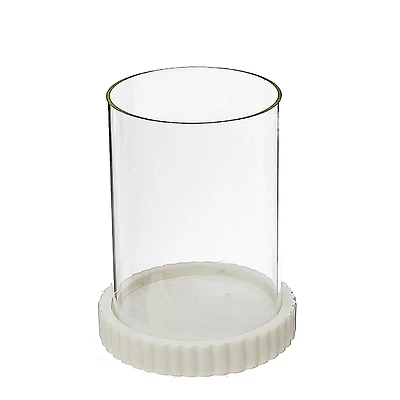 Bougeoir En Verre Avec Base En Marbre Blanc