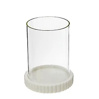 Bougeoir En Verre Avec Base En Marbre Blanc