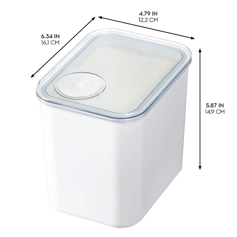 iDesign Recycled Plastic Medium Dry Goods Kitchen Canister with Airtight Lid – 1900mL, White