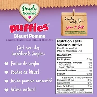 Simply Gourmet Puffies Blueberry Apple baby snack, Puffed grain snacks