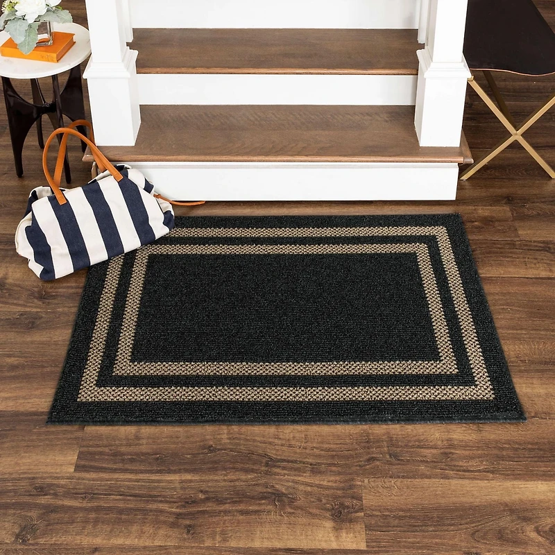 Mohawk Home - Tapis touffeté en polyester à motif de bordures, noir/havane