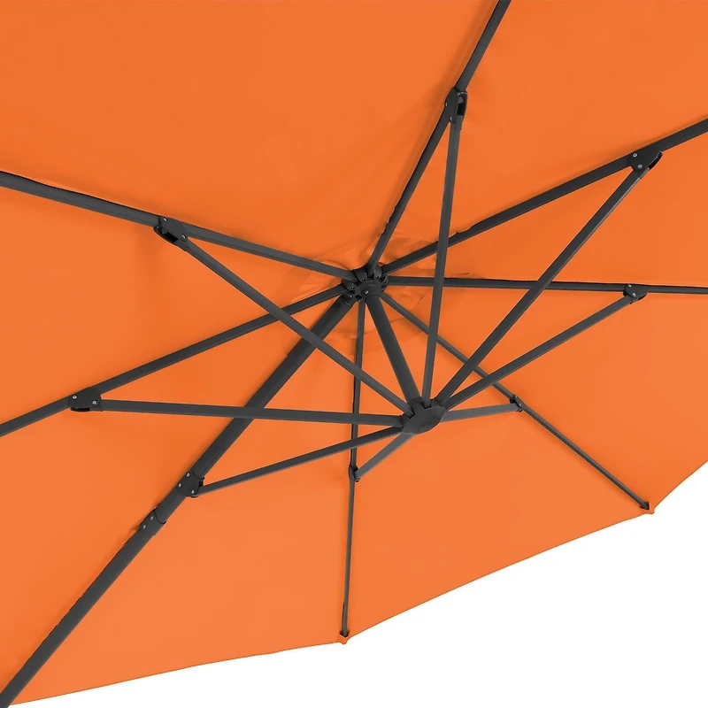 Parasol de patio CorLiving de luxe durable de 3,5 m, inclinable et rotatif, avec cadre en aluminium