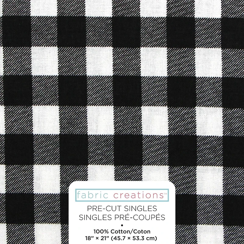 Fabric Creations White and Black Buffalo Plaid Fat Quarter Pre-Cut Fabric - 18" x 21" / 45cm x 53cm, 18" x 21" / 45cm x 53cm
