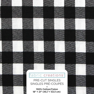 Fabric Creations White and Black Buffalo Plaid  Fat Quarter Pre-Cut Fabric - 18" x 21" / 45cm x 53cm, 18" x 21" / 45cm x 53cm