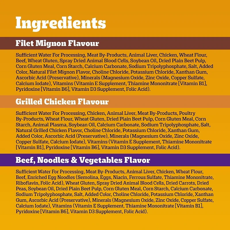 Pedigree Adult Wet Dog Food Choice Cuts in Gravy Filet Mignon, Beef Noodle & Vegetable, Grilled Chicken Flavour Pouch Variety Pack, 18x100g