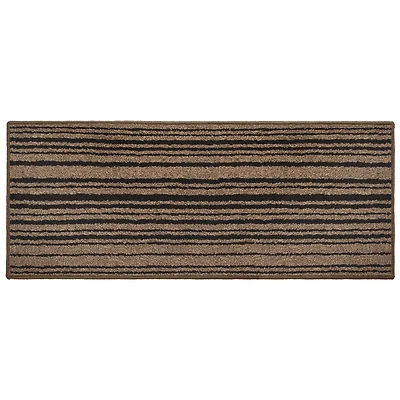 MAINSTAYS Tapis tuffeté absorbant en polypropylène de 24 x 60 po à rayures noires et grises.