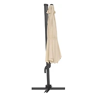 CorLiving 11.5ft Deluxe Durable Canopy Offset Titling & Rotating Patio Umbrella with Aluminum Frame