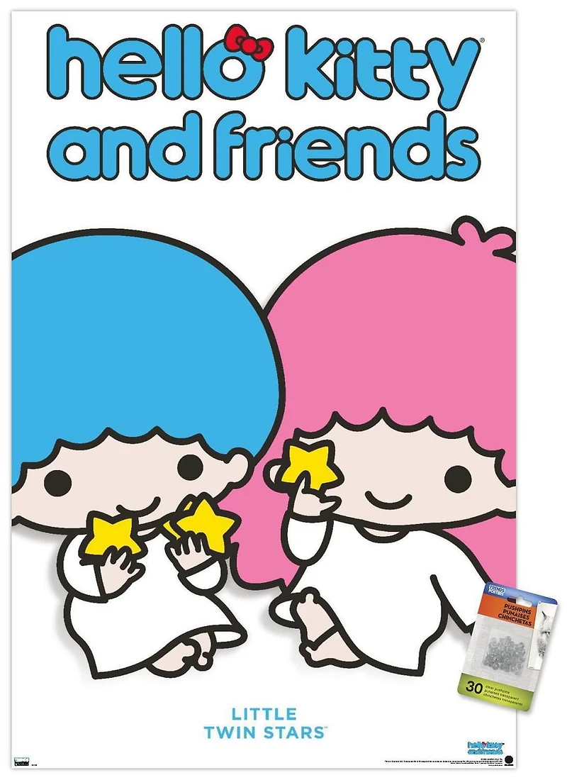 Hello Kitty and Friends: Hello - Little Twin Stars Feature Series Wall Poster with Pushpins, 22.375" x 34"