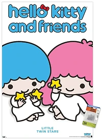 Hello Kitty and Friends: Hello - Little Twin Stars Feature Series Wall Poster with Pushpins, 22.375" x 34"